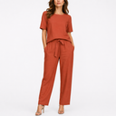 Women’s Two-Piece Set with Short-Sleeve Top and Trousers