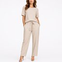 Women’s Two-Piece Set with Short-Sleeve Top and Trousers