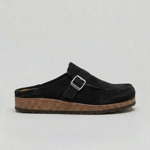 Unisex Suede Look Clogs | Adjustable Buckle Strap