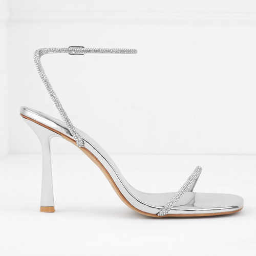 Women’s Silver Bridal Diamante Heeled Sandals – Elegant Occasion Fit
