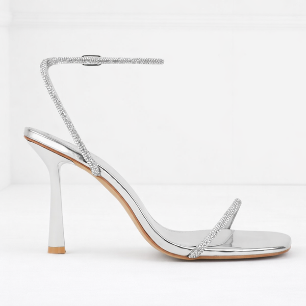 Women’s Silver Bridal Diamante Heeled Sandals – Elegant Occasion Fit