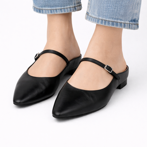 Women’s Pointed Vegan Leather Mule Flats – Elegant Everyday Fit