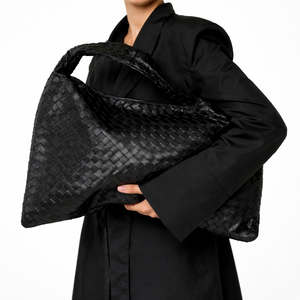 Luxury Woven Shoulder Tote – Soft Vegan Leather Everyday Bag
