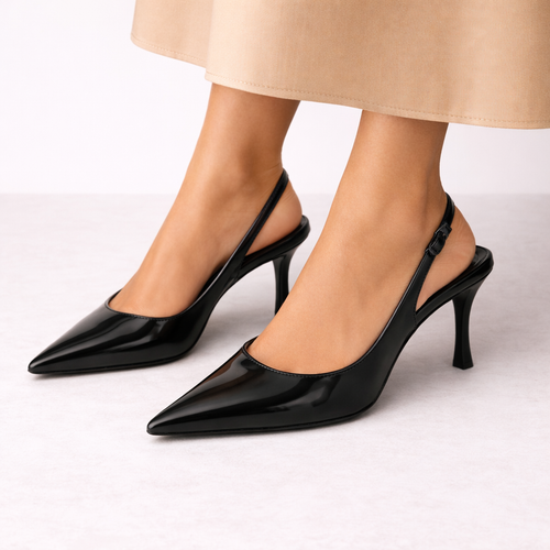 Women’s Elegant Black Slingback Heels – Pointed Toe