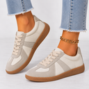 Women's Retro Sneakers – Casual Lace-Up Shoes with Suede Design & Gum Sole