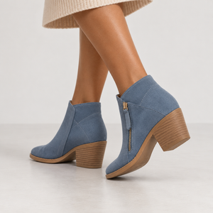 Women’s Suede Ankle Boots – Block Heel & Side Zip