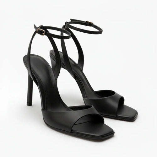 Women’s High Heel summer Sandals – Square Toe Ankle Strap Fit