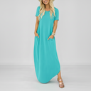 Maxi Dress Women Casual Round Neck Lightweight Summer