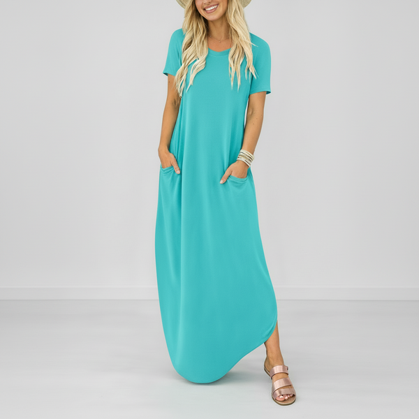 Maxi Dress Women Casual Round Neck Lightweight Summer