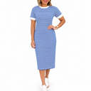 Women’s Black and White Striped Midi T-Shirt Dress