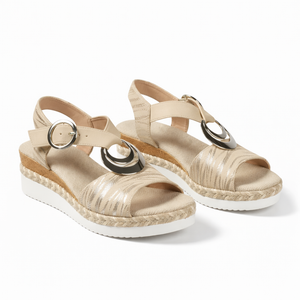 Women’s Metallic Wedge Sandals Comfortable Summer Shoes with Ankle Strap