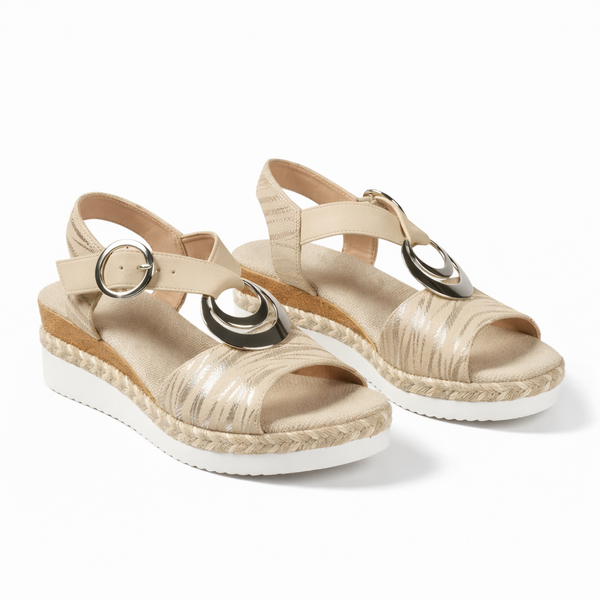 Women’s Metallic Wedge Sandals Comfortable Summer Shoes with Ankle Strap