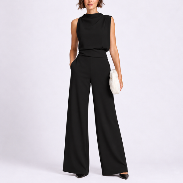 Women’s Jumpsuit with Sleeveless Upper and Wide-Leg Design