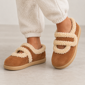 Women’s Suede Slippers | Warm Fur Lined Slip-On Winter Shoes