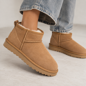 Women’s Suede Ankle Boots | Warm Fur Lined Winter Shoes with Grip