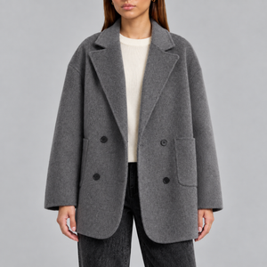 Women’s Overcoat | Oversized Double-Breasted Coat with Lapel Collar