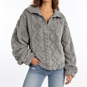 Women's Textured Fleece Pullover – Quarter Zip & Relaxed Fit
