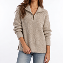 Women's Textured Knit Sweater – Quarter Zip & Relaxed Fit
