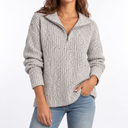 Women's Textured Knit Sweater – Quarter Zip & Relaxed Fit
