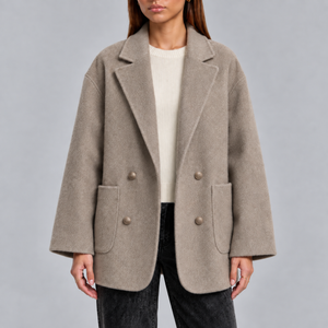 Women’s Overcoat | Oversized Double-Breasted Coat with Lapel Collar