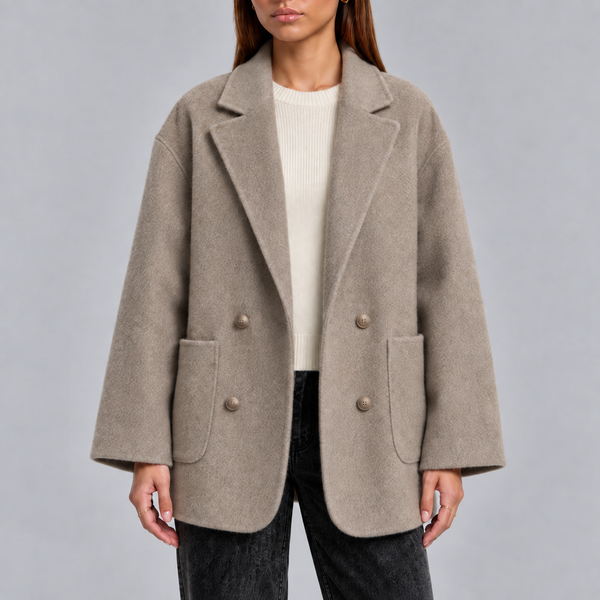 Women’s Overcoat | Oversized Double-Breasted Coat with Lapel Collar