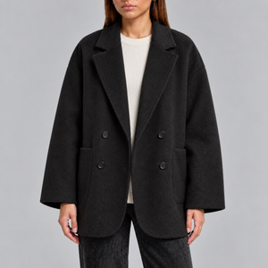 Women’s Overcoat | Oversized Double-Breasted Coat with Lapel Collar