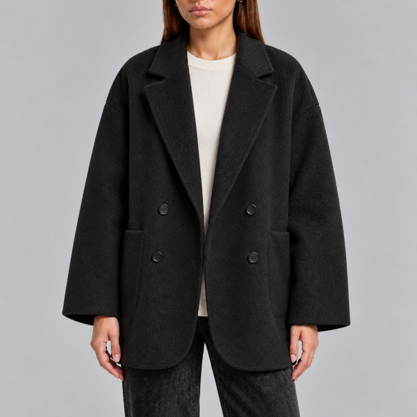 Women’s Overcoat | Oversized Double-Breasted Coat with Lapel Collar