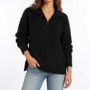 Women's Textured Knit Sweater – Quarter Zip & Relaxed Fit