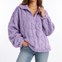 Women's Textured Fleece Pullover – Quarter Zip & Relaxed Fit
