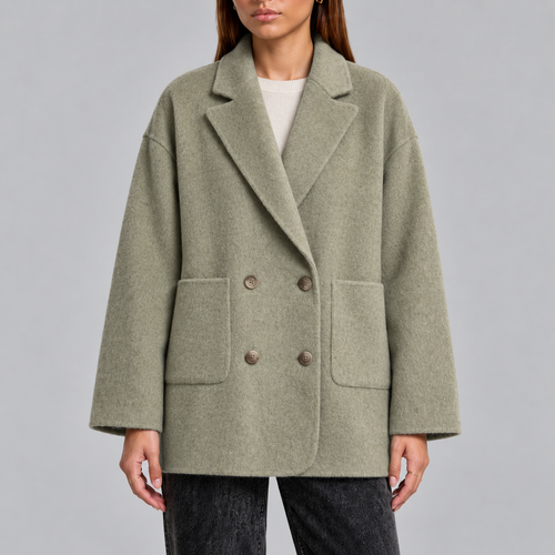 Women’s Overcoat | Oversized Double-Breasted Coat with Lapel Collar