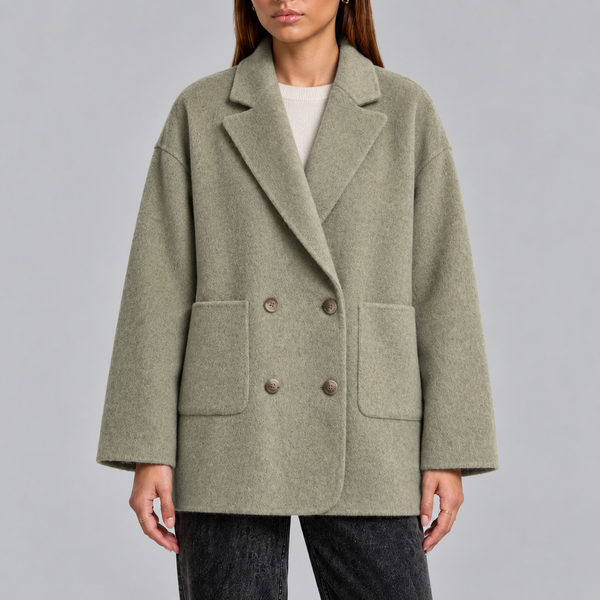Women’s Overcoat | Oversized Double-Breasted Coat with Lapel Collar