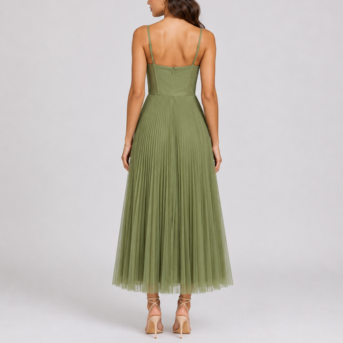 Women’s Elegant Pleated Maxi Dress for Weddings & Events