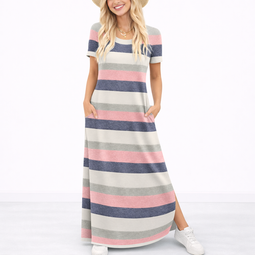 Maxi Dress Women Casual Round Neck Lightweight Summer