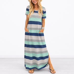 Maxi Dress Women Casual Round Neck Lightweight Summer