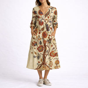 Linen Floral Dress