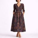 Elegant Floral Linen Dress