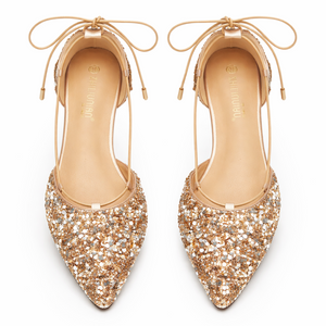 Elegant Gold Lace-Up Wedding Shoes