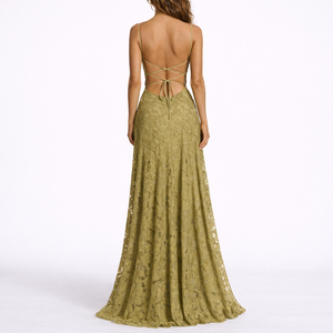 Maxi Dress with Open Back & Floral Texture