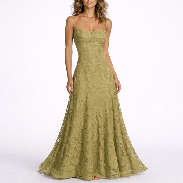 Maxi Dress with Open Back & Floral Texture