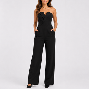 Women’s Elegant Strapless Wide-Leg Jumpsuit