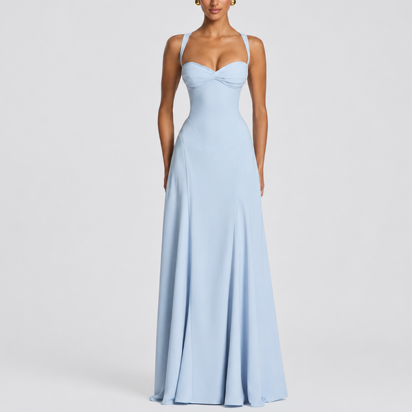 Womens Corset Draped Maxi Dress