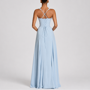 Womens Corset Draped Maxi Dress