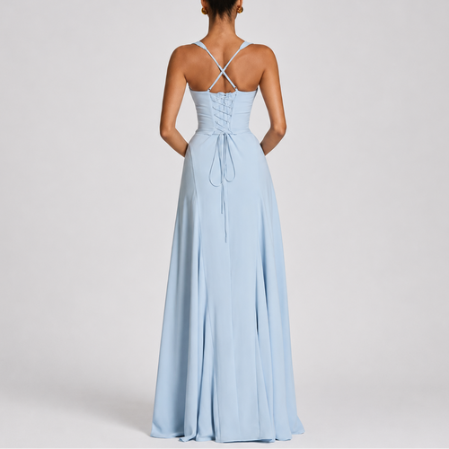 Womens Corset Draped Maxi Dress