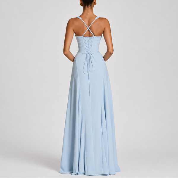 Womens Corset Draped Maxi Dress