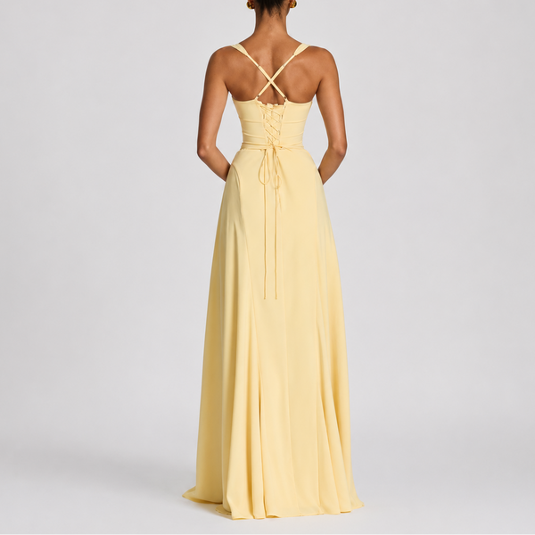 Womens Corset Draped Maxi Dress