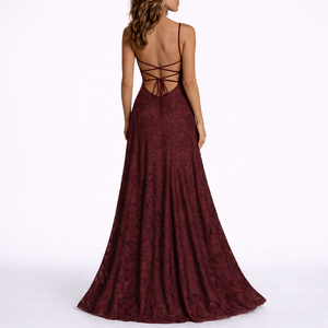Maxi Dress with Open Back & Floral Texture