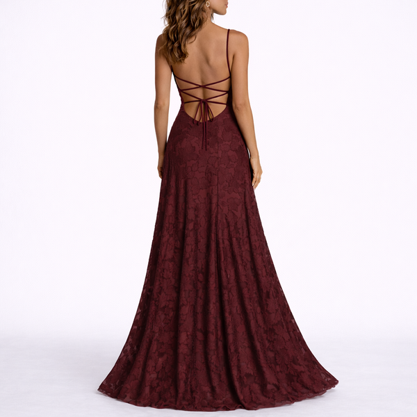 Maxi Dress with Open Back & Floral Texture