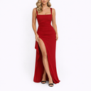 Elegant Maxi Dress with Split & Open Back