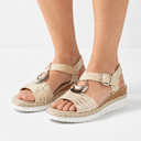 Women’s Metallic Wedge Sandals Comfortable Summer Shoes with Ankle Strap