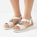 Women’s Metallic Wedge Sandals Comfortable Summer Shoes with Ankle Strap
